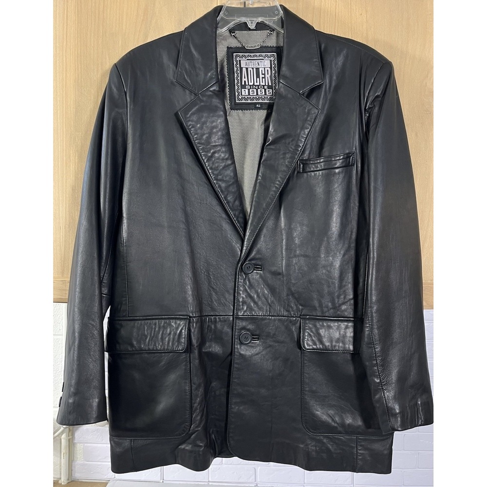 Alder Leather Coat‎ Sz 42 Soft Black